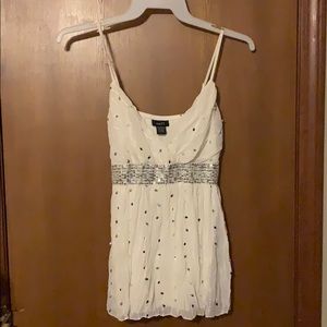 White spaghetti strap with sequins
